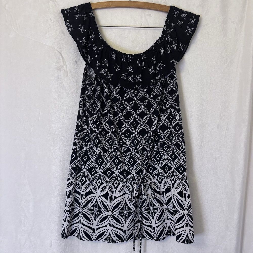 White House Black Market Dress‎ Womens Rhumba Off Shoulder Drop Waist SZ M Black